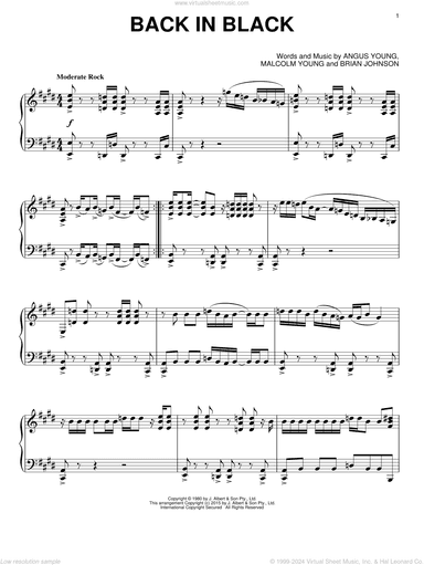 Back In Black, (intermediate)