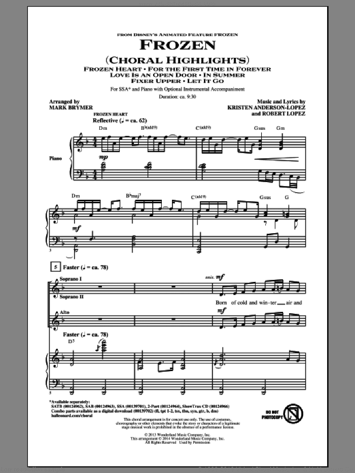 Frozen (Choral Highlights) (arr. Mark Brymer)