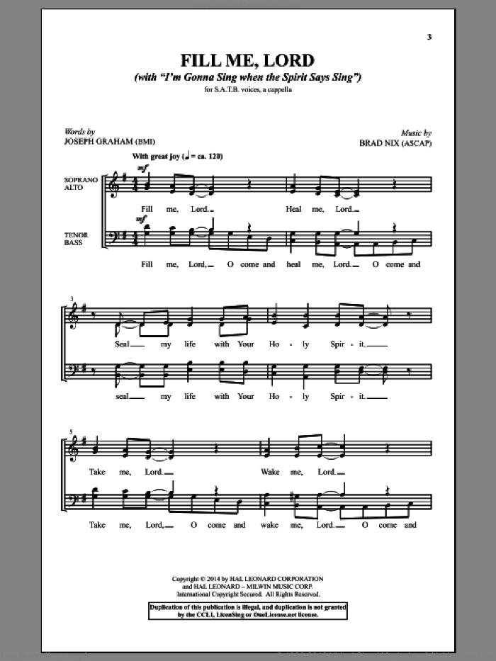 Fill Me, Lord (With "I'm Gonna Sing When The Spirit Says Sing")