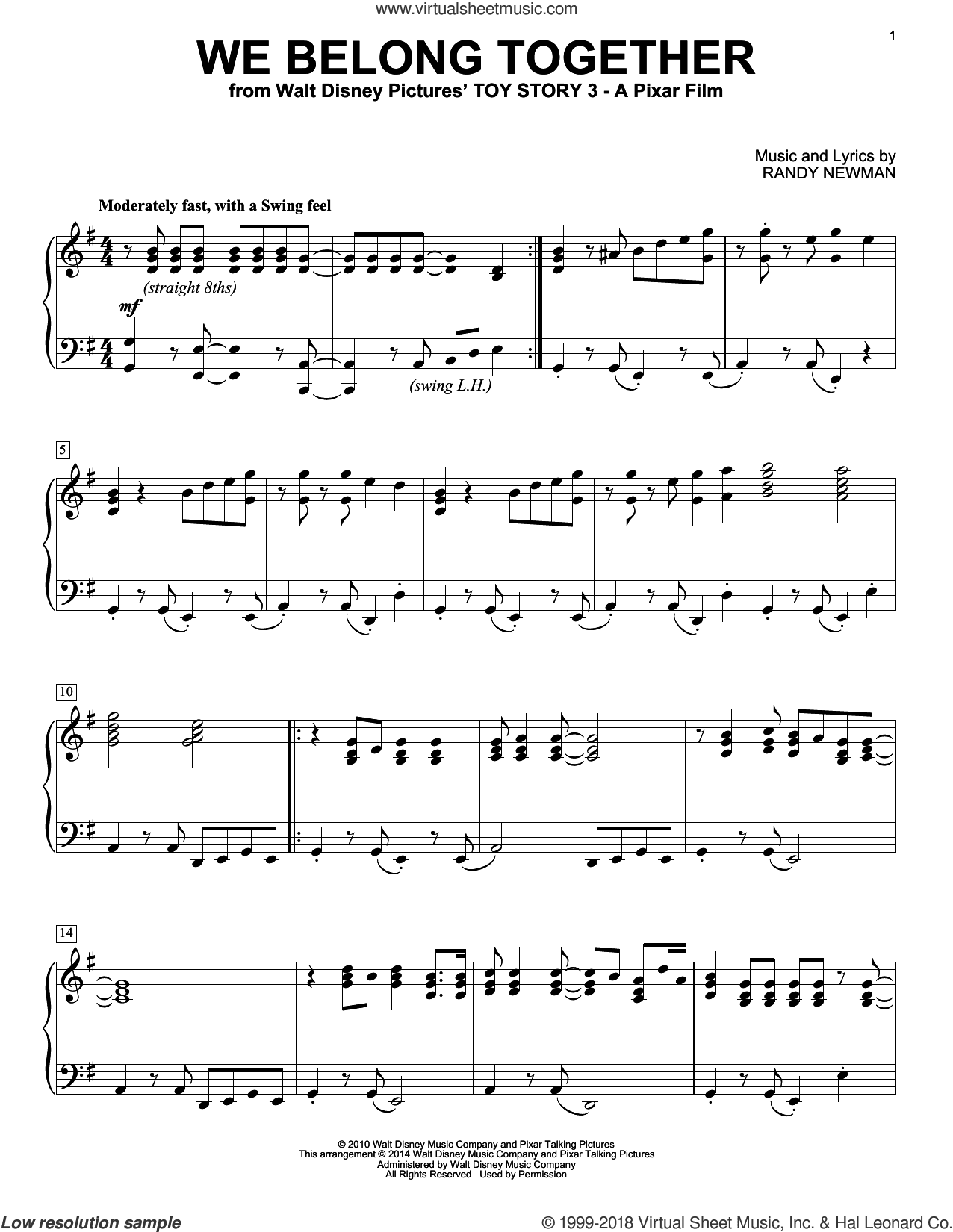We Belong Together (from Toy Story 3), (intermediate)