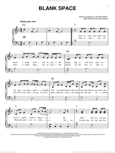 Blank Space, (easy)