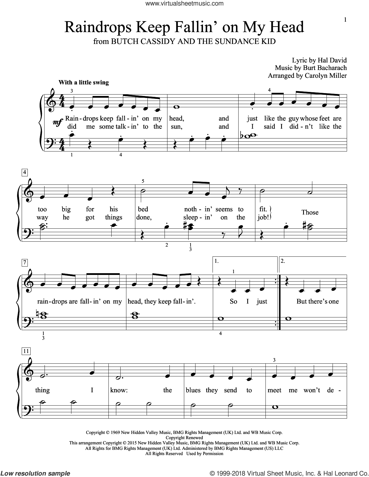 Raindrops Keep Fallin' On My Head (arr. Phillip Keveren)