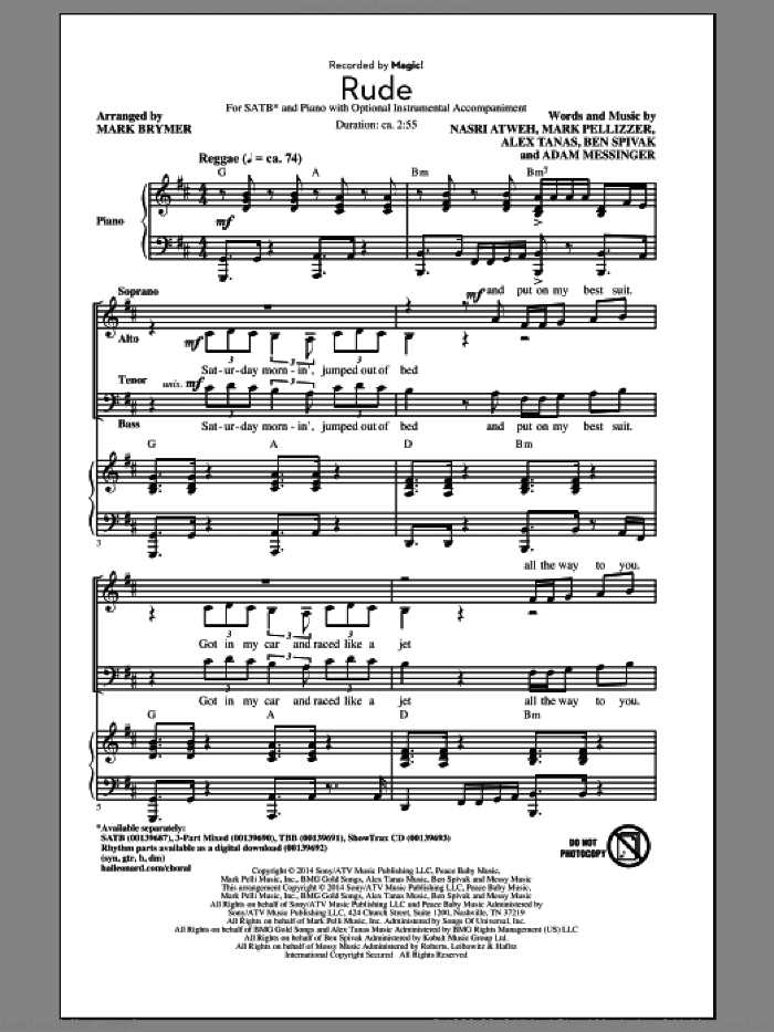 Rude (arr. Mark Brymer)