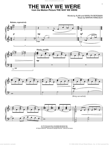 The Way We Were, (intermediate)