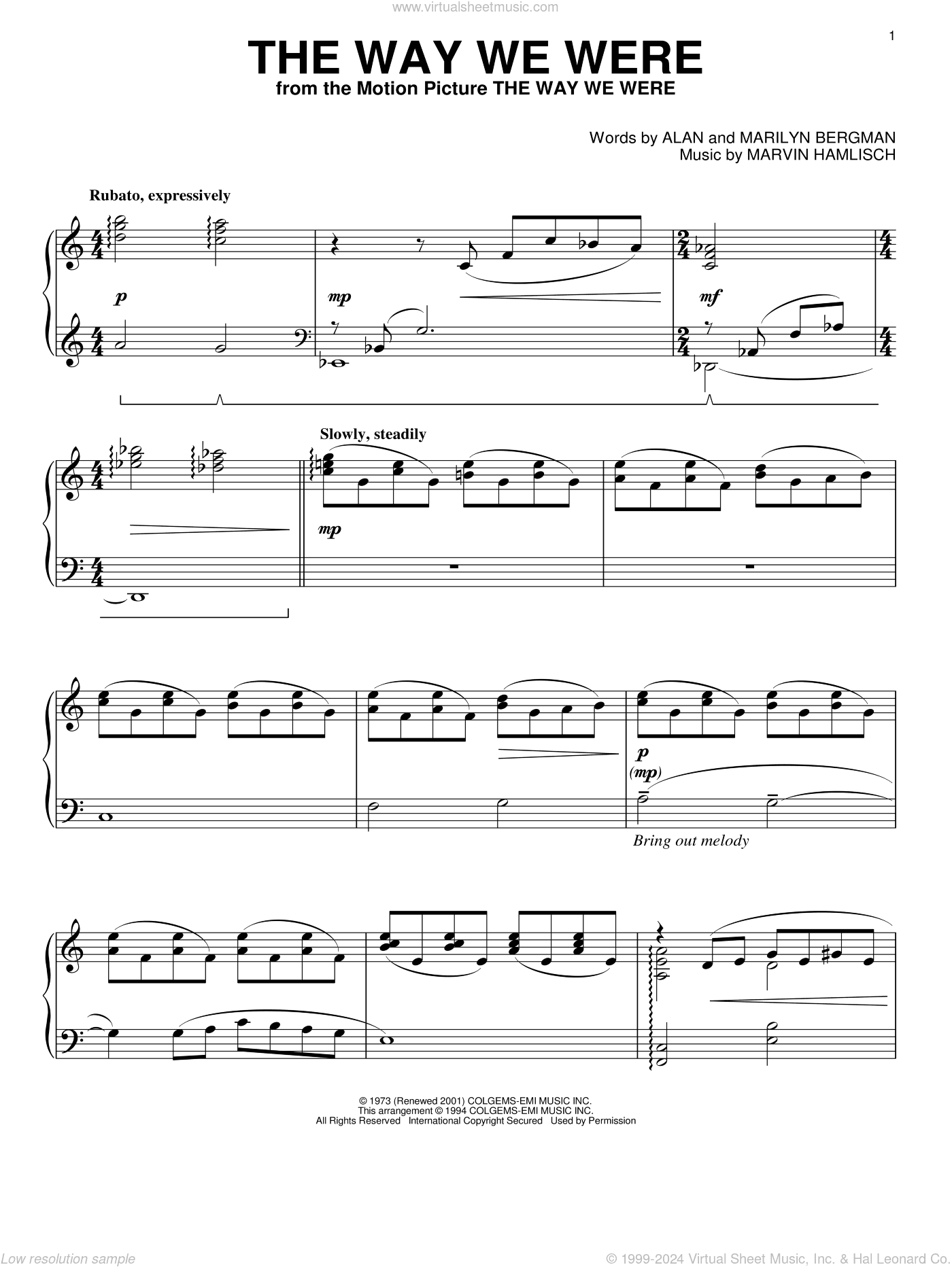 The Way We Were, (intermediate)