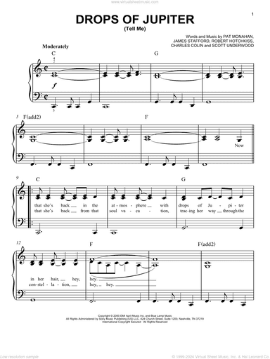 Drops Of Jupiter (Tell Me), (beginner)