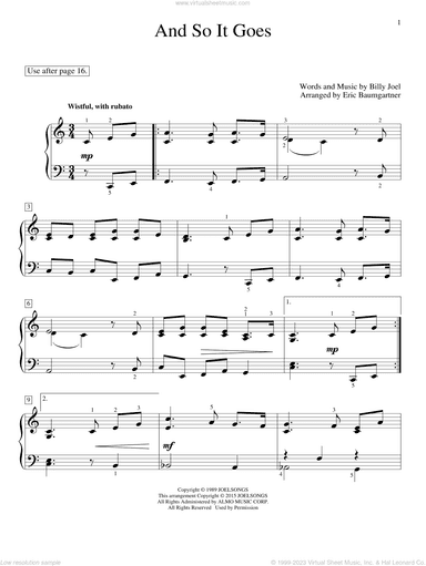 And So It Goes (arr. Eric Baumgartner)