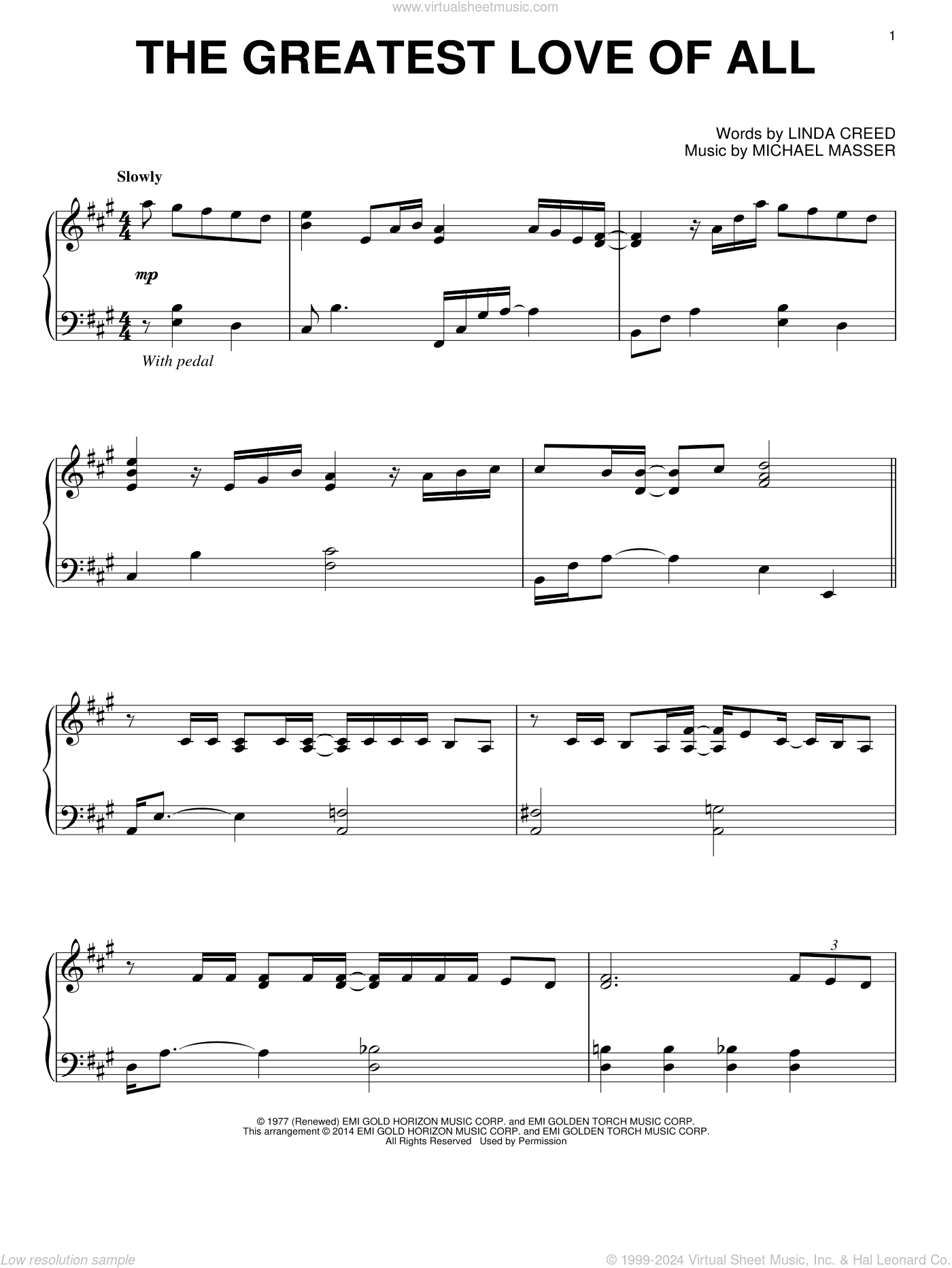 The Greatest Love Of All, (intermediate)