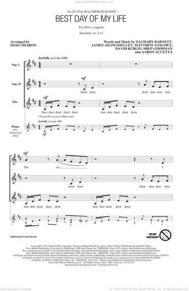 Best Day Of My Life (arr. Deke Sharon)