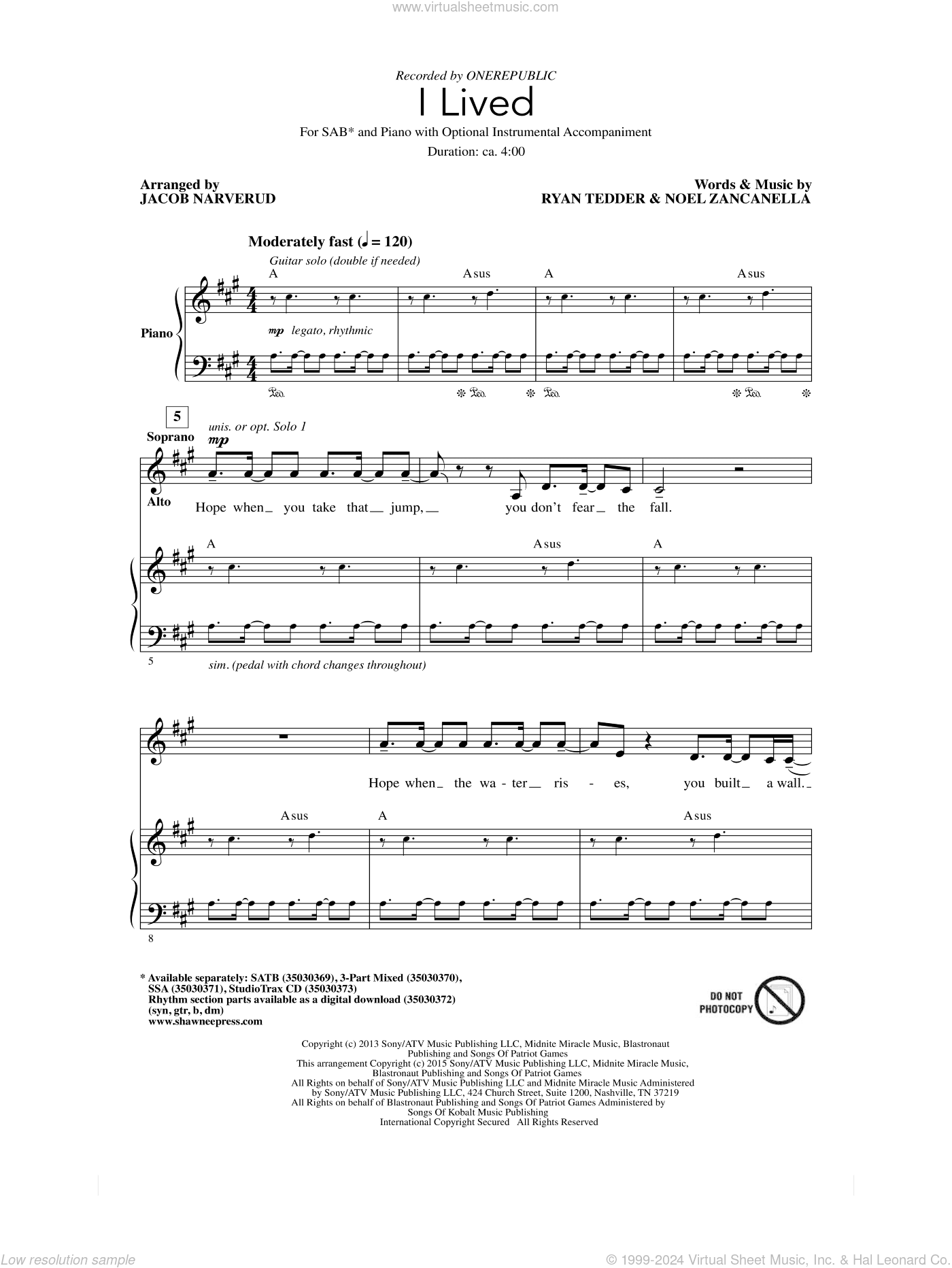 I Lived (arr. Jacob Narverud)