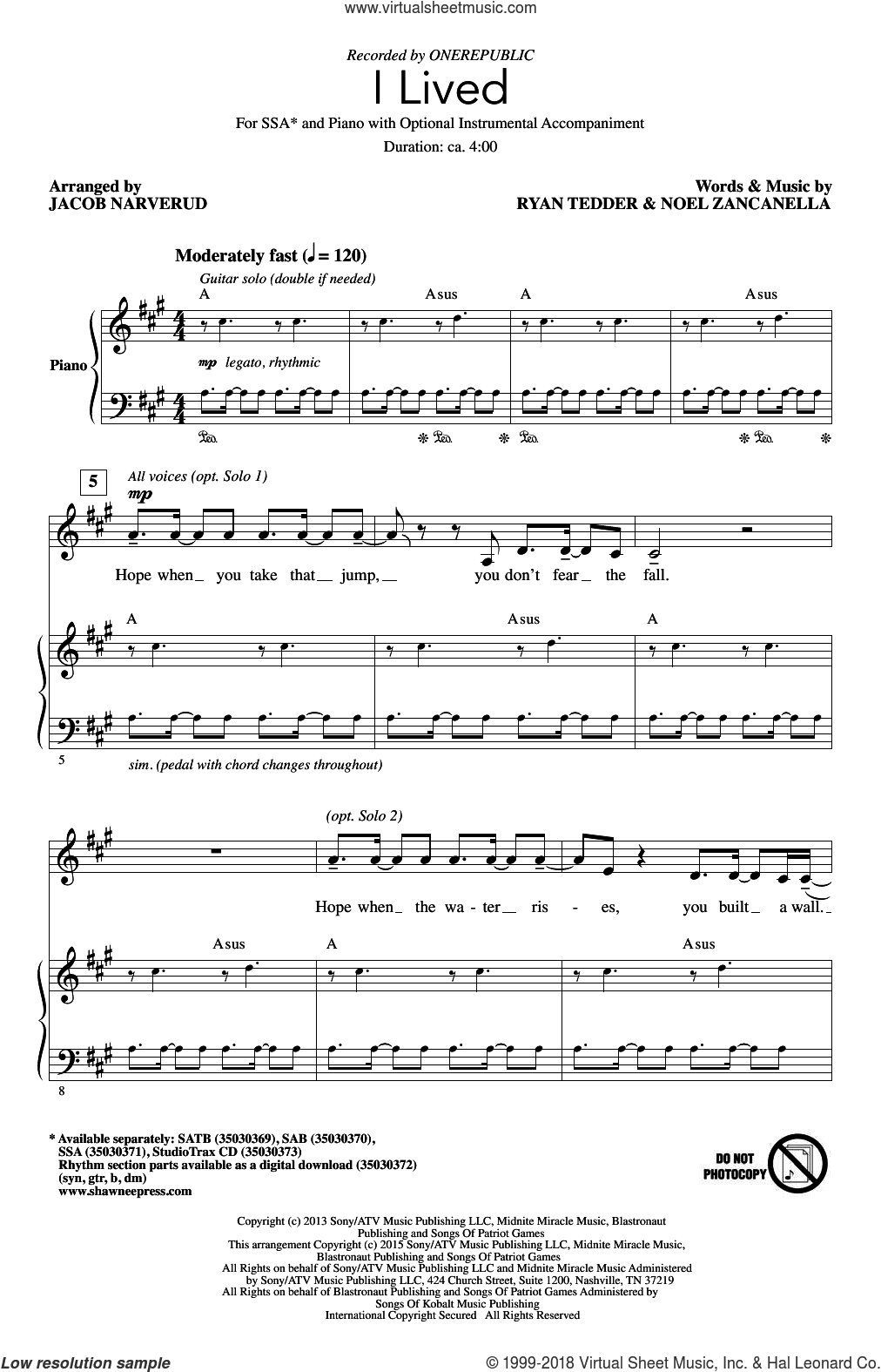 I Lived (arr. Jacob Narverud)