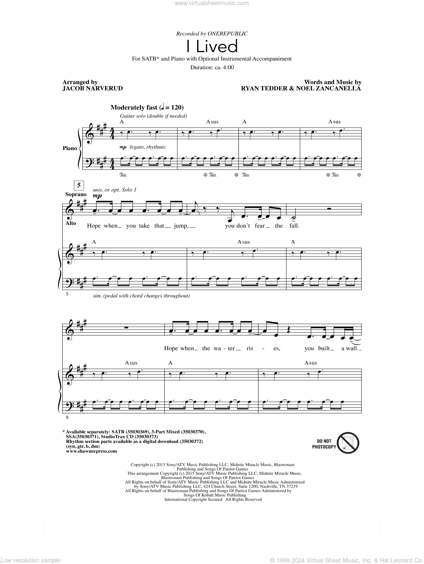 I Lived (arr. Jacob Narverud)