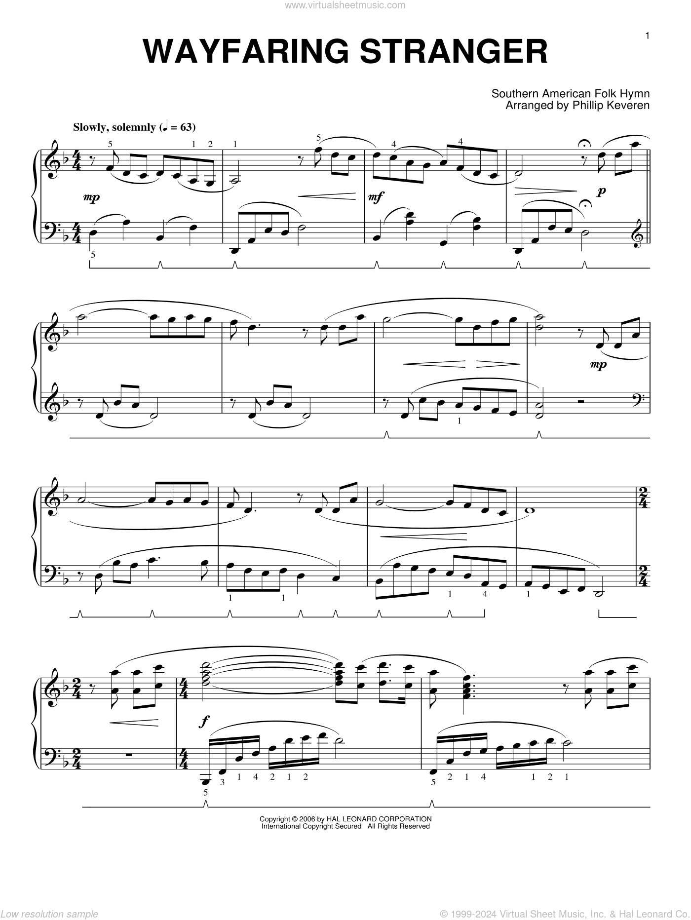 Wayfaring Stranger (arr. Phillip Keveren)