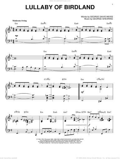 Lullaby Of Birdland [Jazz version] (arr. Brent Edstrom)