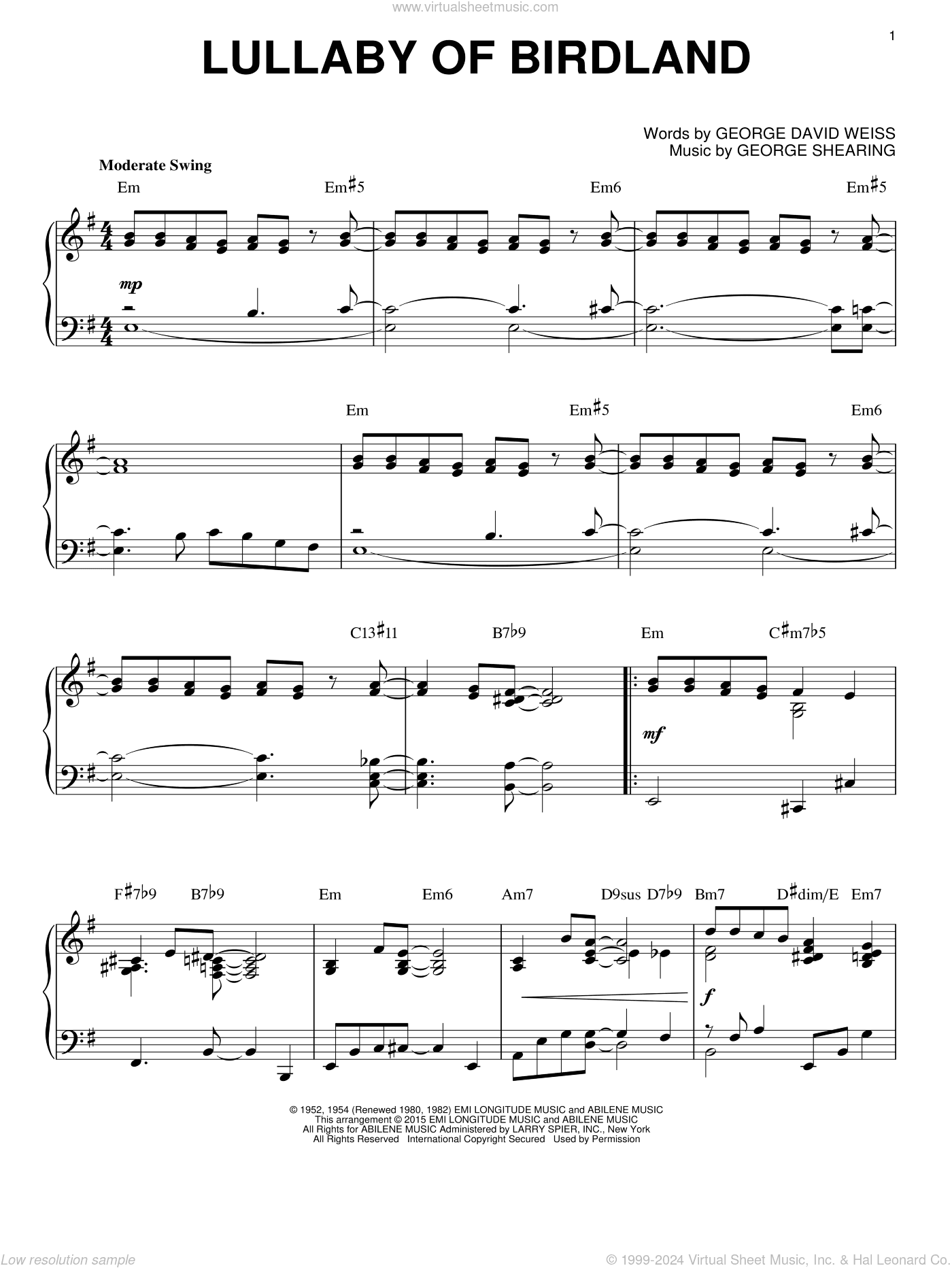 Lullaby Of Birdland [Jazz version] (arr. Brent Edstrom)