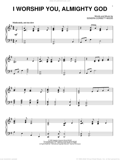 I Worship You, Almighty God, (intermediate)