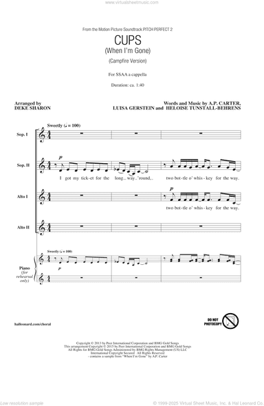 Cups (When I'm Gone) (Campfire Version) (from Pitch Perfect 2) (arr. Deke Sharon)