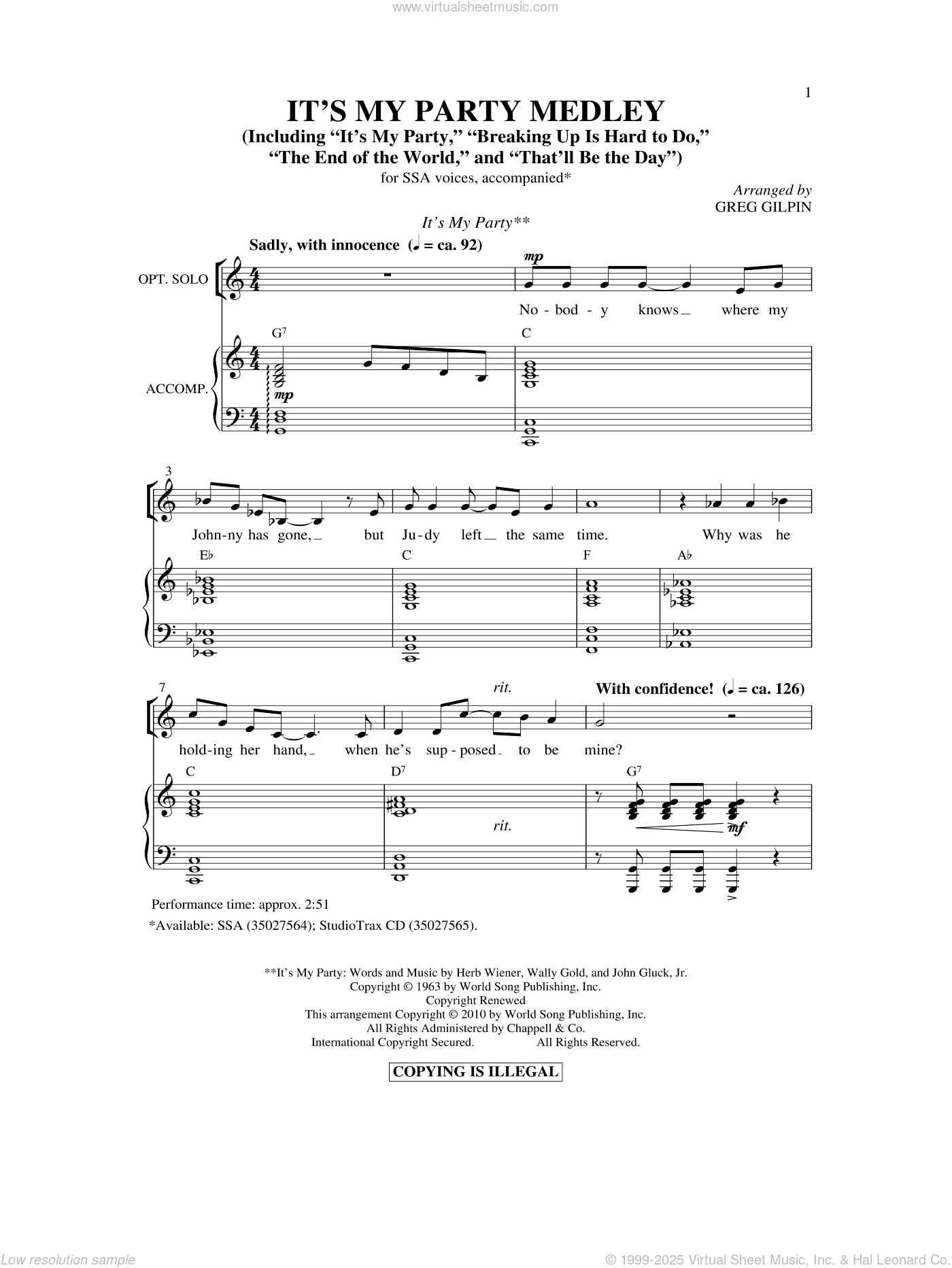 It's My Party Medley