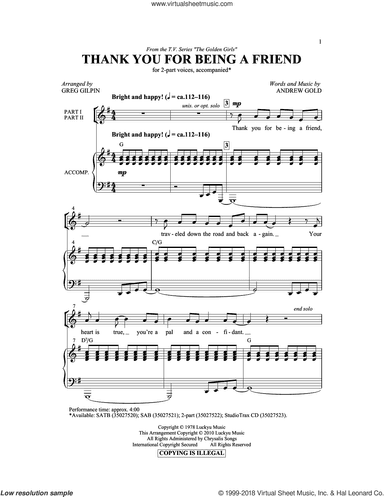 Thank You For Being A Friend (Theme from The Golden Girls) (arr. Greg Gilpin)