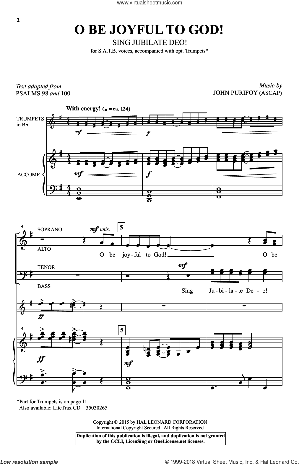 O Be Joyful To God! (Sing Jubilate Deo!)
