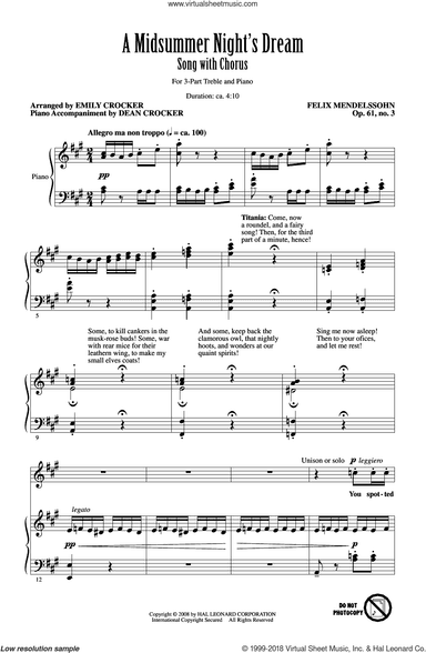 A Midsummer Night's Dream Overture, Excerpt