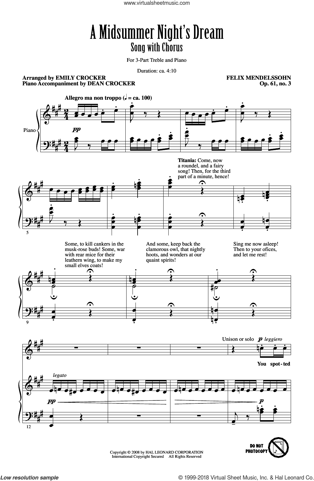 A Midsummer Night's Dream Overture, Excerpt