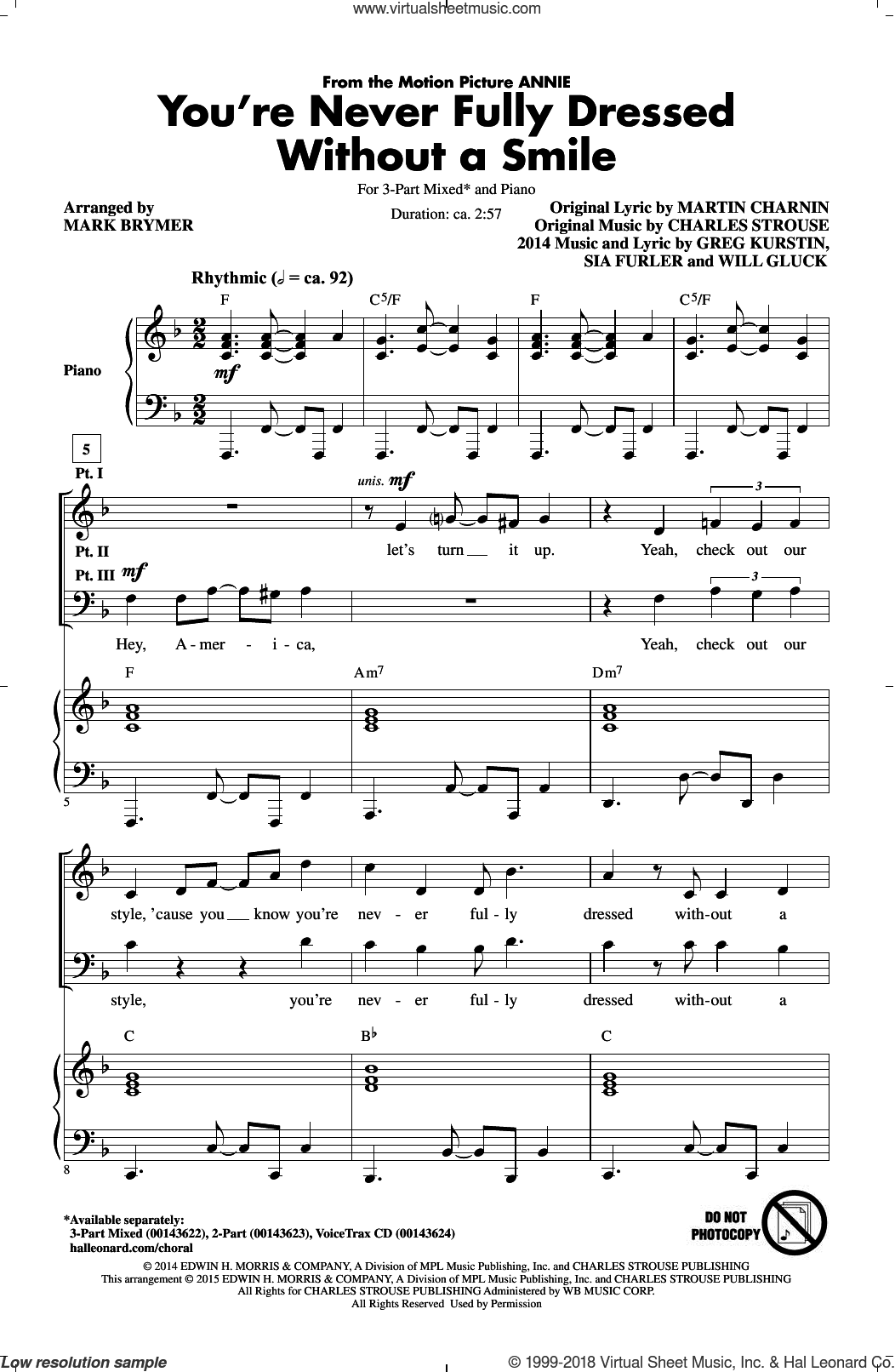 You're Never Fully Dressed Without A Smile (2014 Film Version) (arr. Mark Brymer)