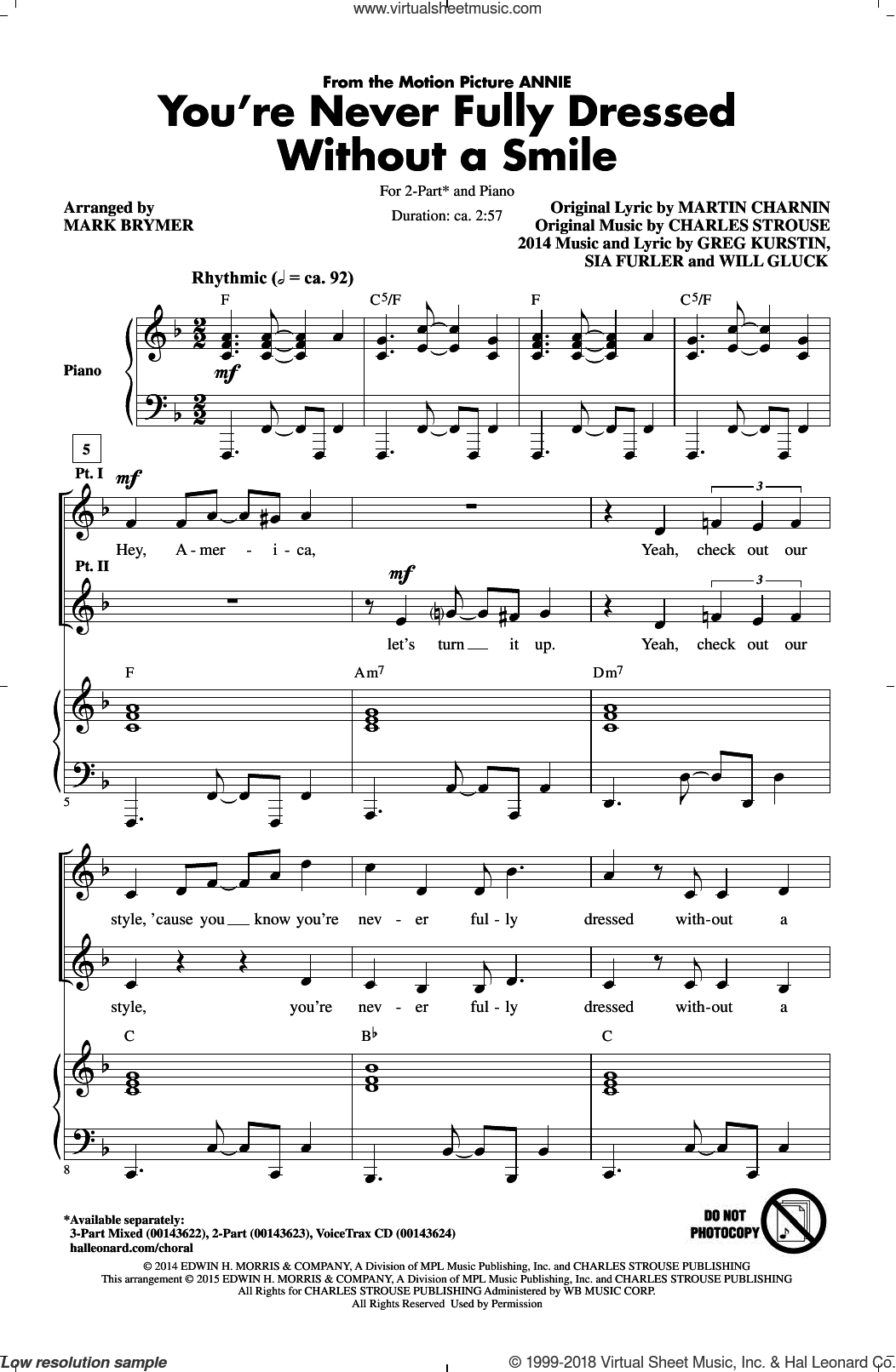 You're Never Fully Dressed Without A Smile (2014 Film Version) (arr. Mark Brymer)