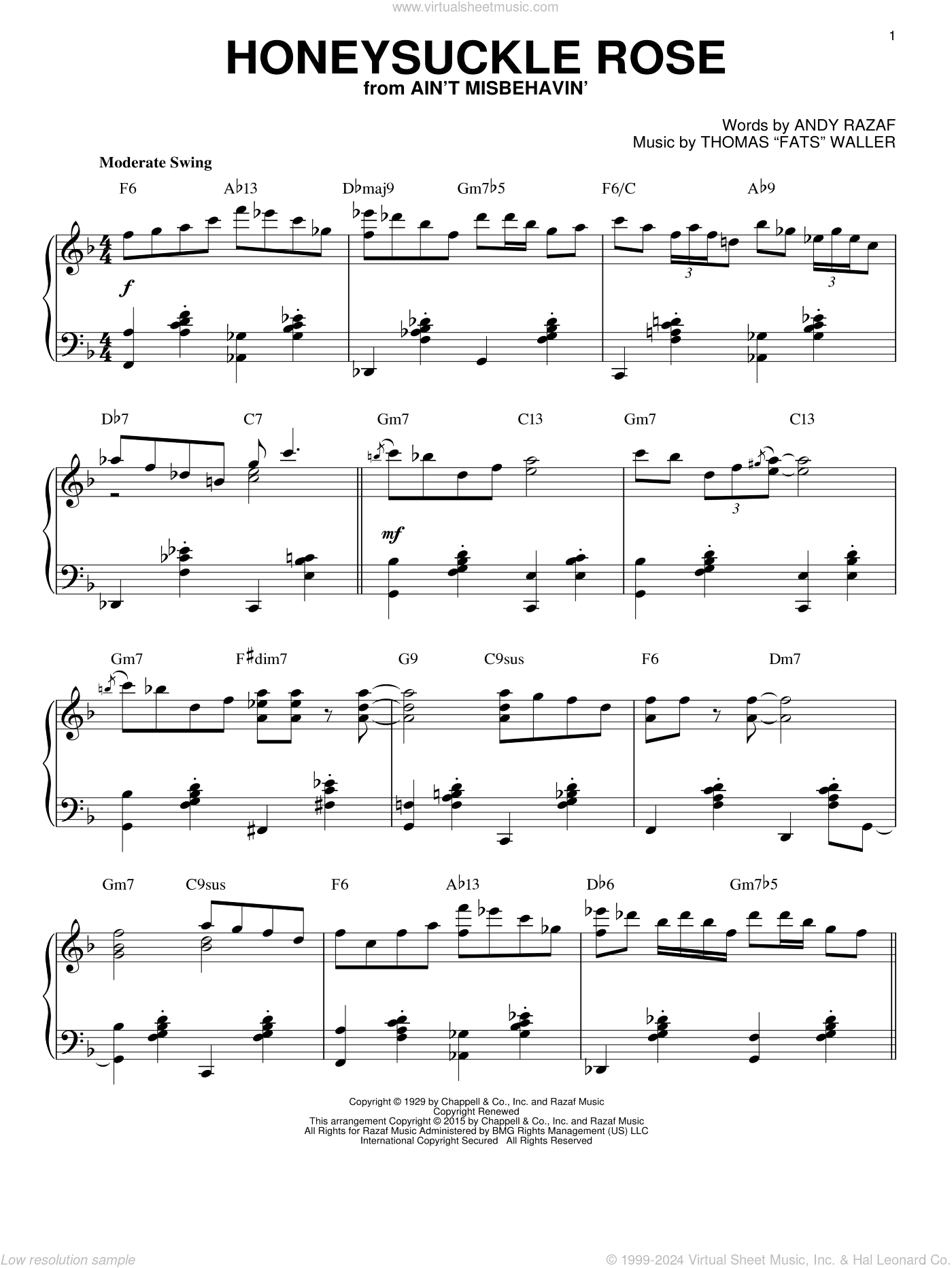 Honeysuckle Rose [Stride version] (arr. Brent Edstrom)