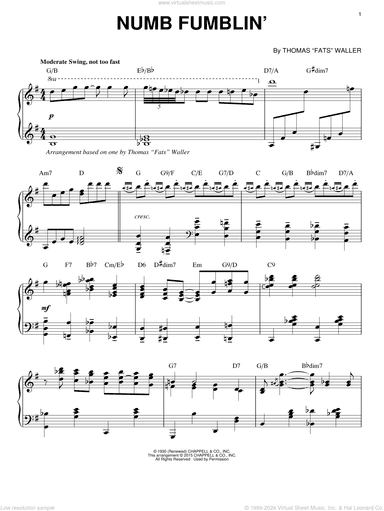 Numb Fumblin' [Stride version] (arr. Brent Edstrom)