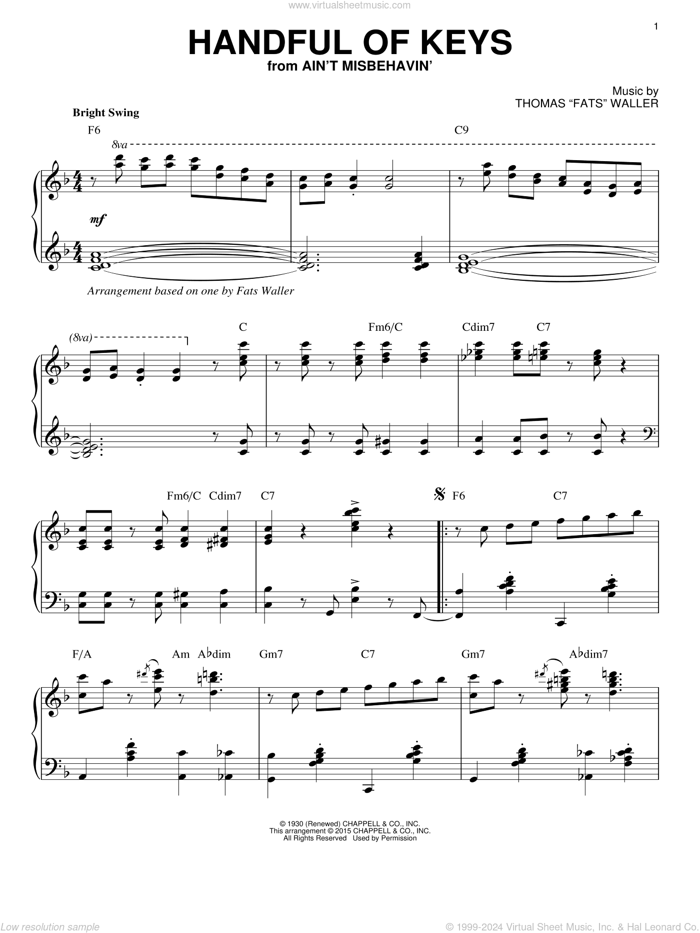 Handful Of Keys [Stride version] (arr. Brent Edstrom)