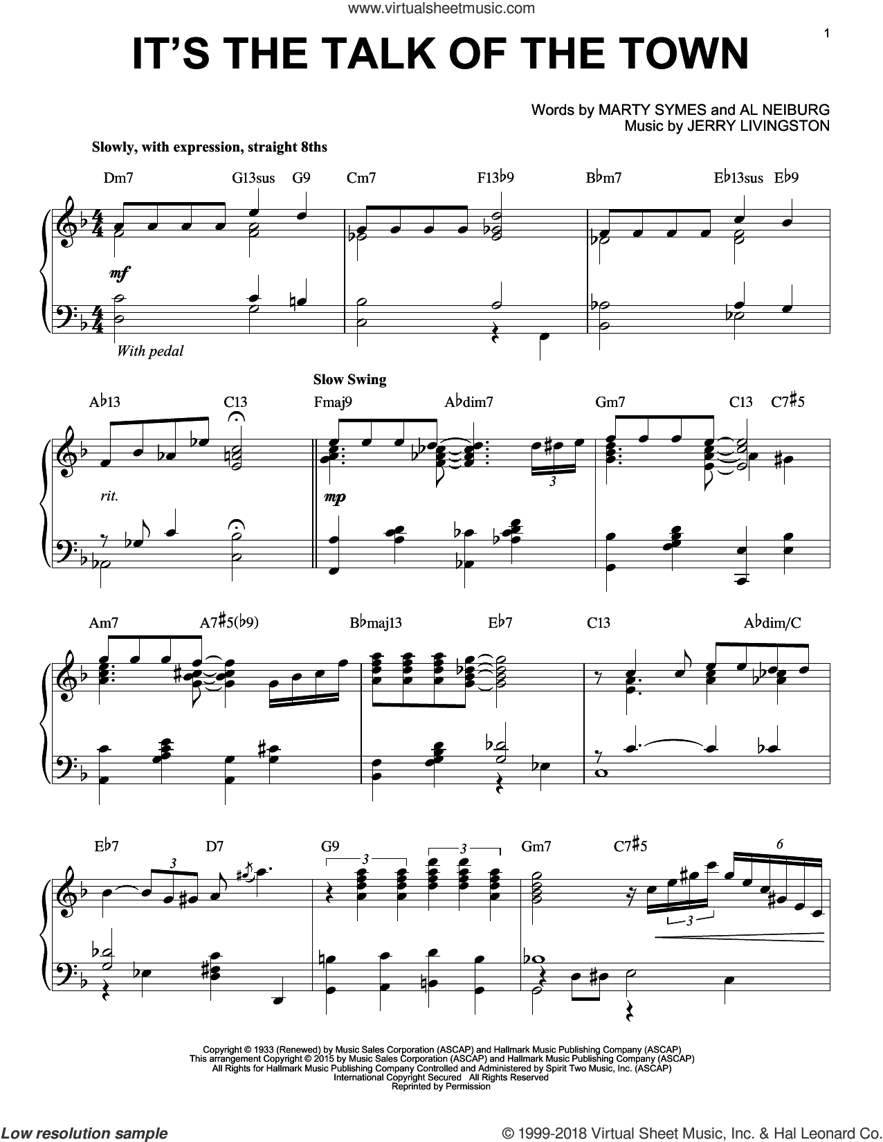 It's The Talk Of The Town [Stride version] (arr. Brent Edstrom)