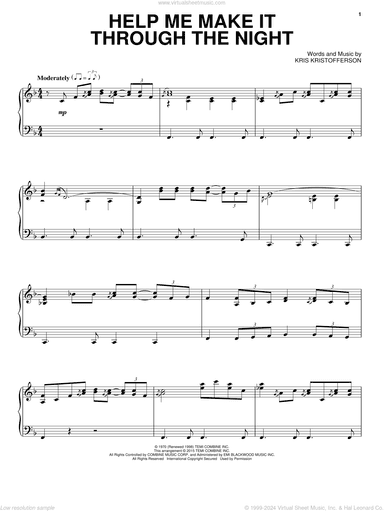 Help Me Make It Through The Night, (intermediate)