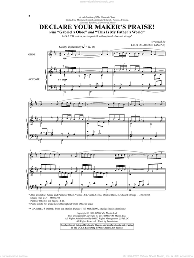 Declare Your Maker's Praise! (with "Gabriel's Oboe" and "This Is My Father's World")