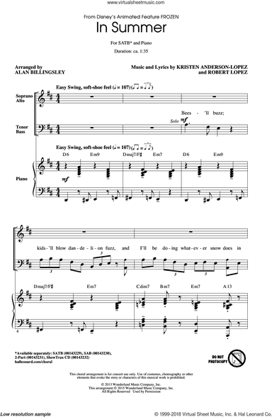 In Summer (from Frozen) (arr. Alan Billingsley)