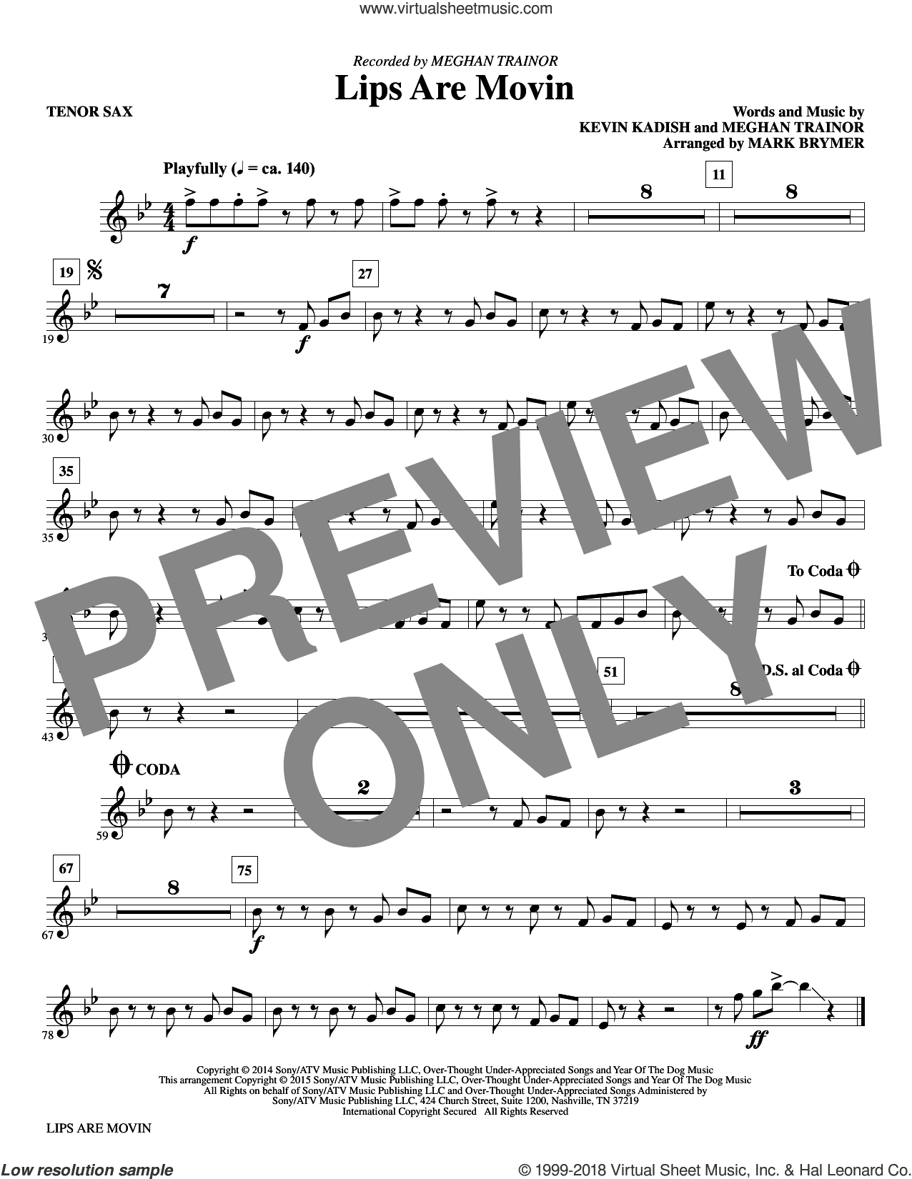 Lips Are Movin (arr. Mark Brymer) (complete set of parts)