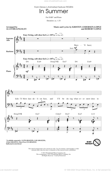 In Summer (from Frozen) (arr. Alan Billingsley)