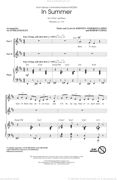 In Summer (from Frozen) (arr. Alan Billingsley)