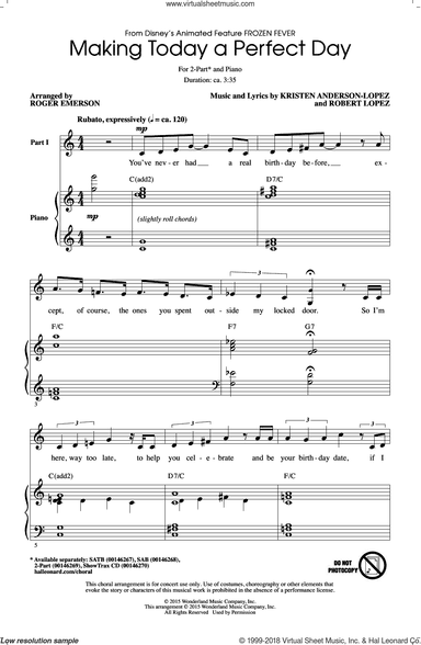 Making Today A Perfect Day (from Frozen Fever) (arr. Roger Emerson)