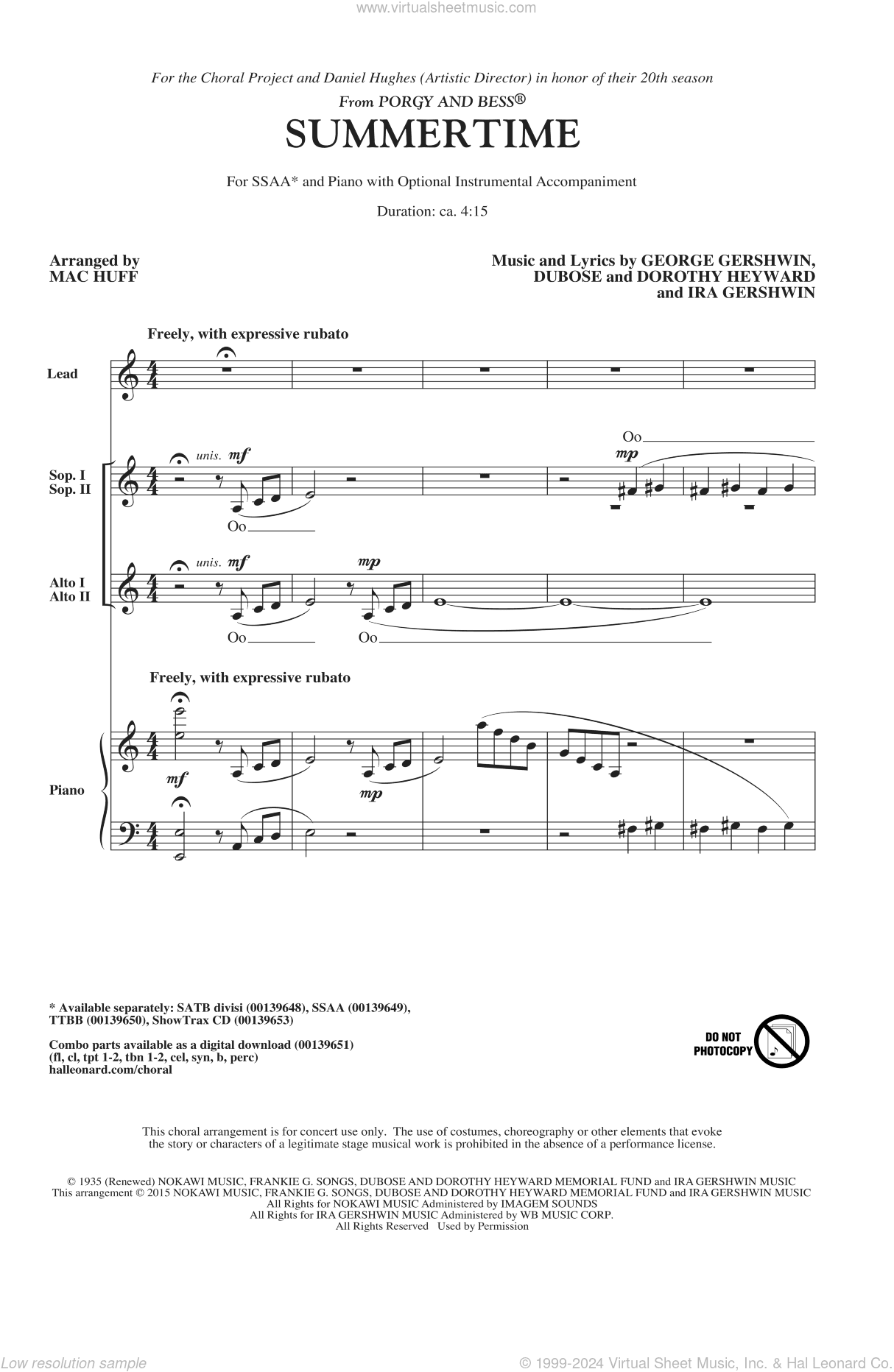 Summertime (arr. Mac Huff)
