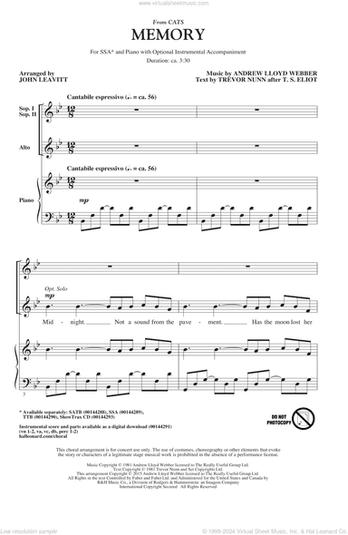 Memory (from Cats) (arr. John Leavitt)