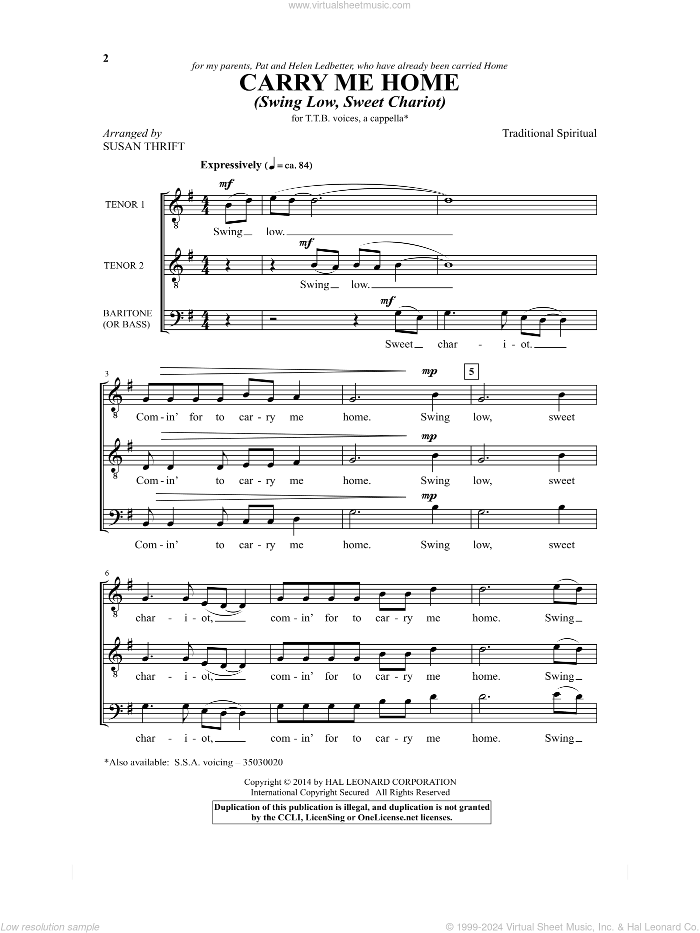 Carry Me Home (Swing Low, Sweet Chariot)