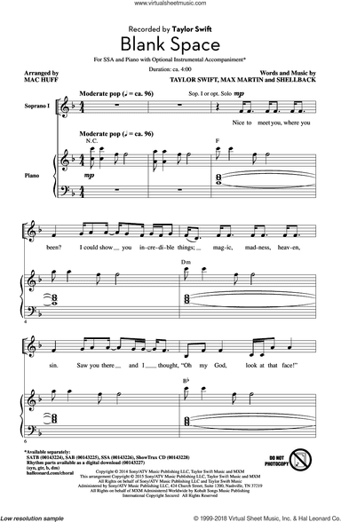 Blank Space (arr. Mac Huff)