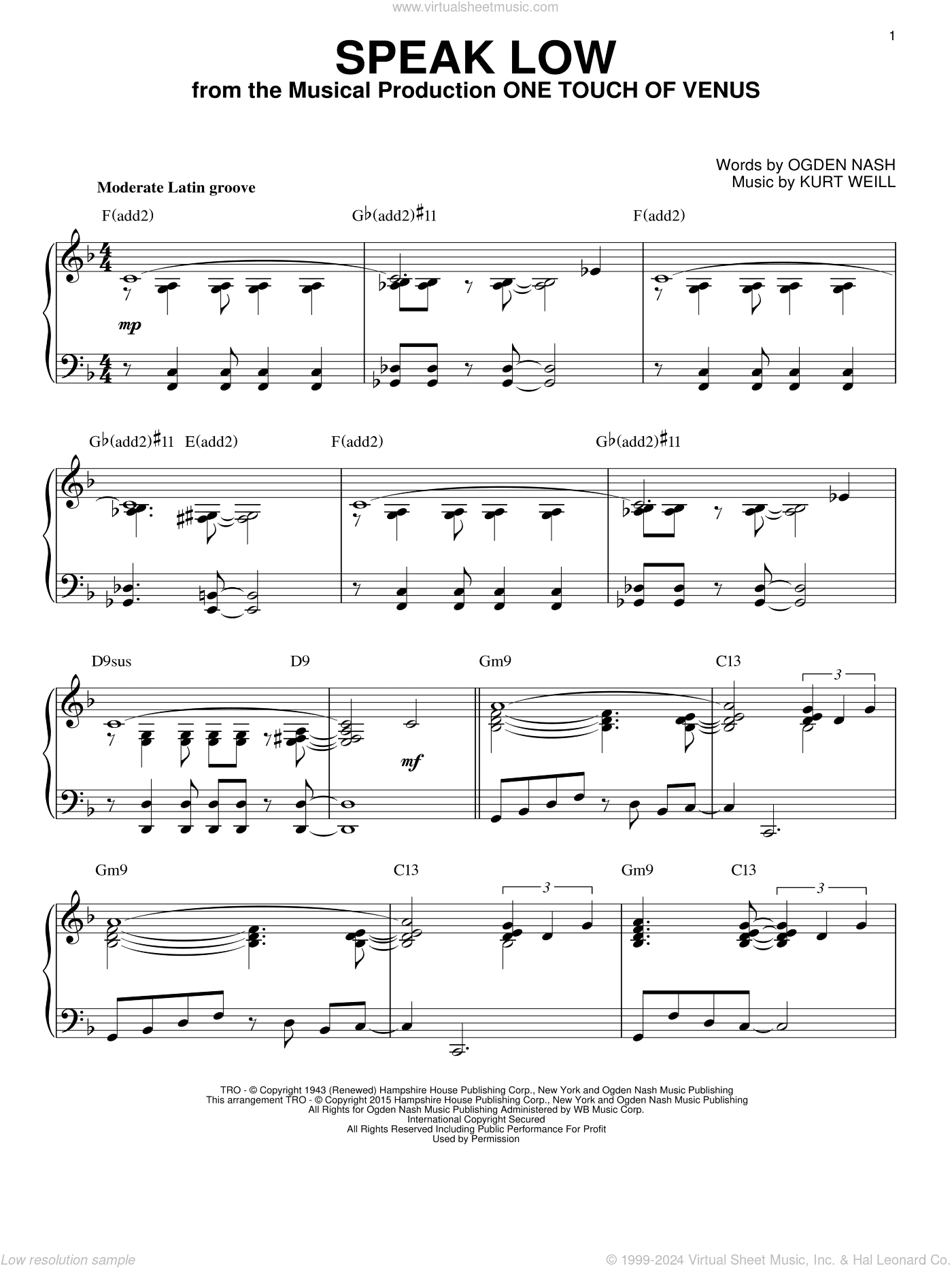 Speak Low [Jazz version] (arr. Brent Edstrom)