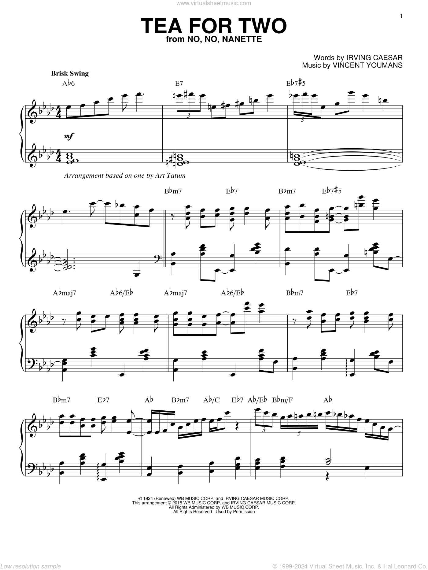 Tea For Two [Stride version] (from No, No, Nanette) (arr. Brent Edstrom)