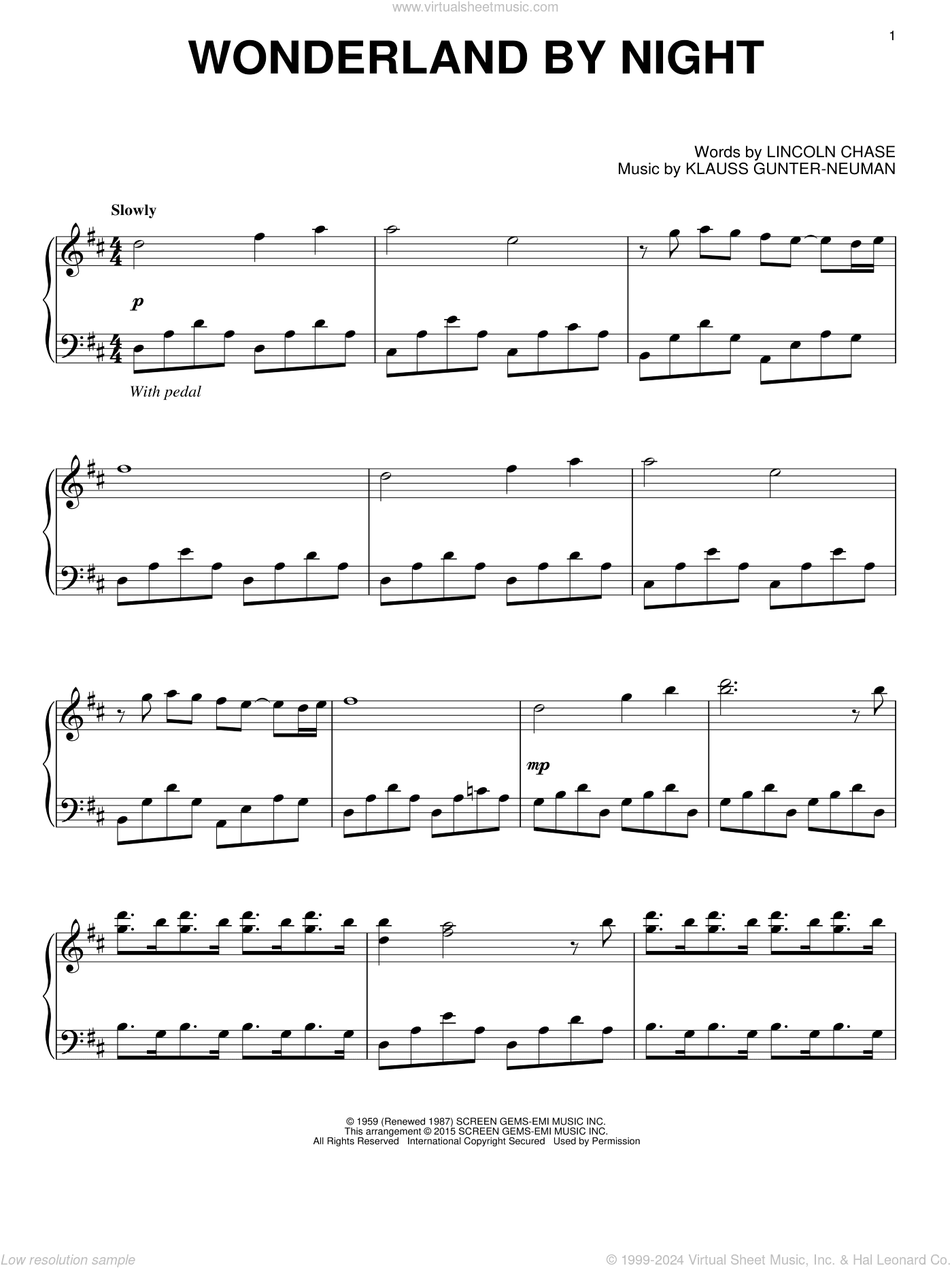 Wonderland By Night, (intermediate)