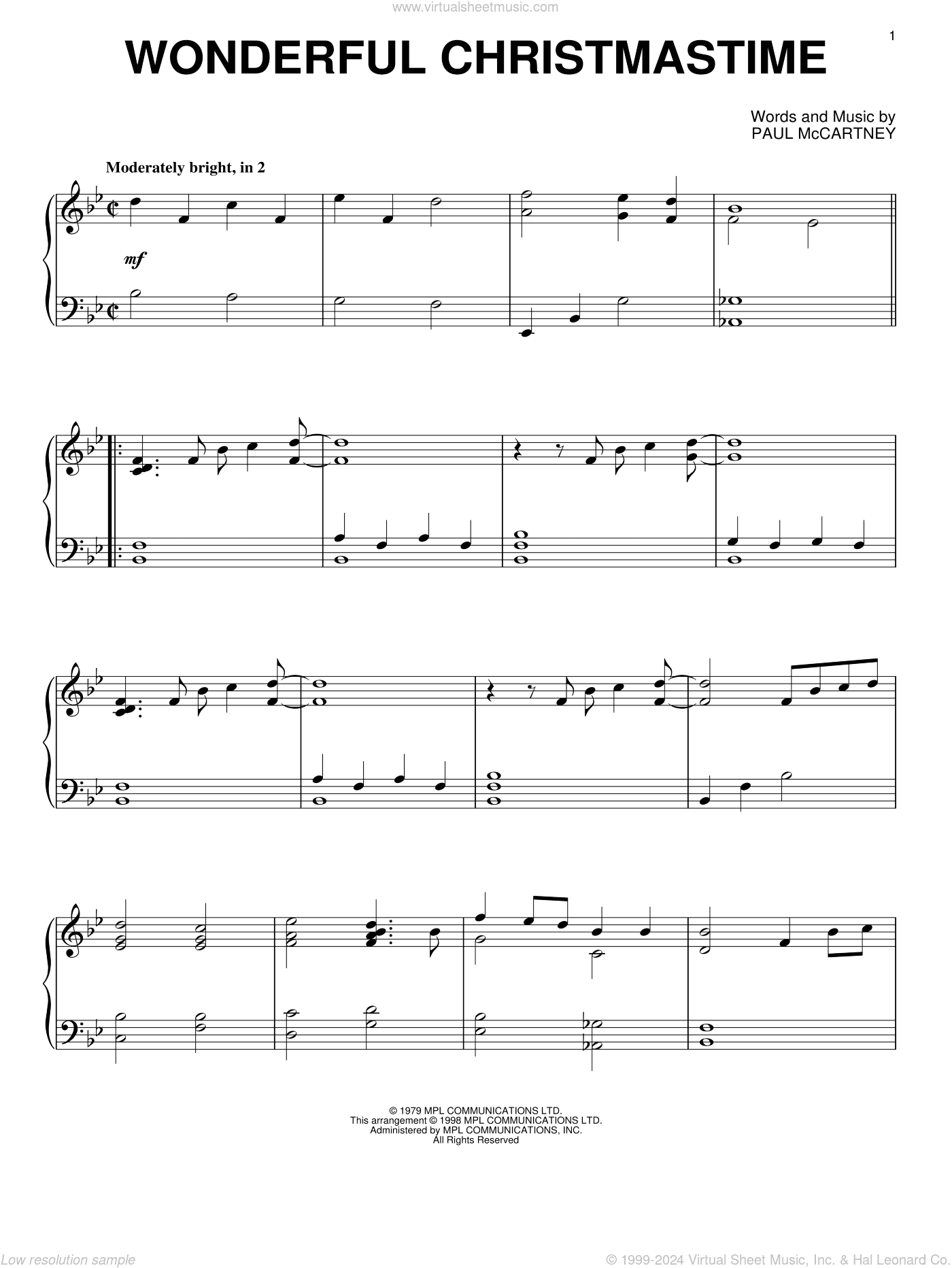 Wonderful Christmastime, (intermediate)