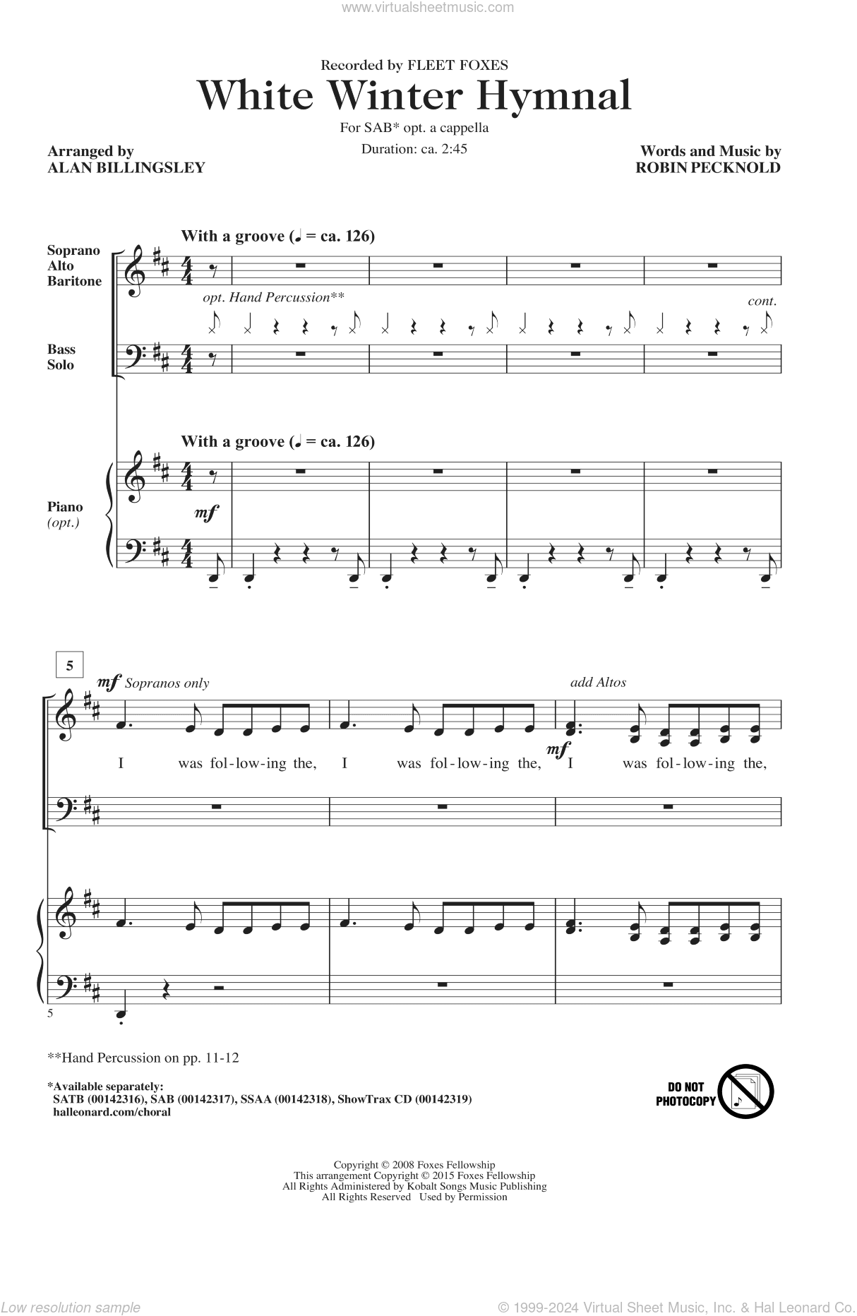 White Winter Hymnal (arr. Alan Billingsley)