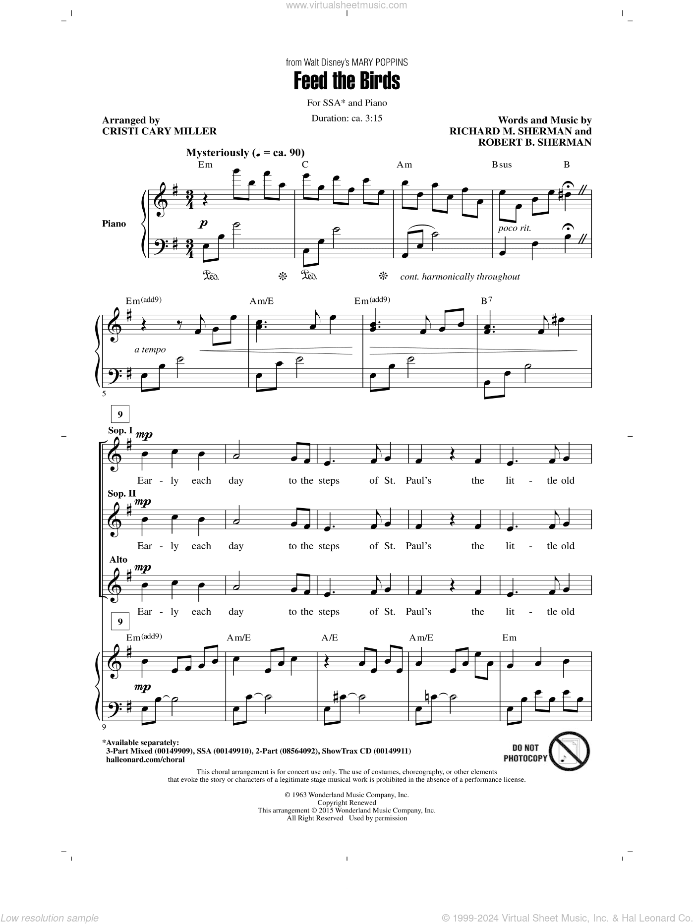 Feed The Birds (Tuppence A Bag) (from Mary Poppins) (arr. Cristi Cary Miller)