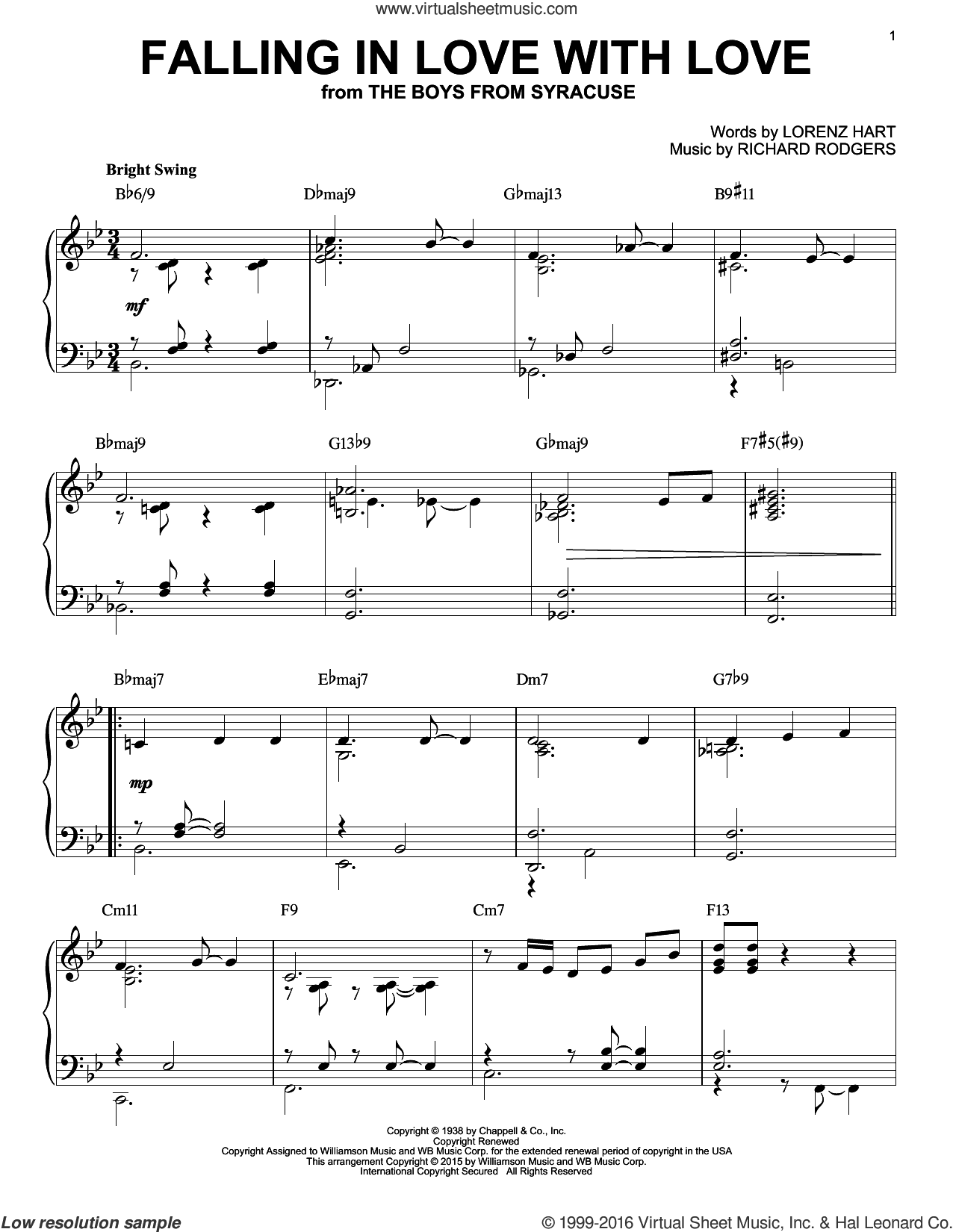 Falling In Love With Love [Jazz version] (arr. Brent Edstrom)